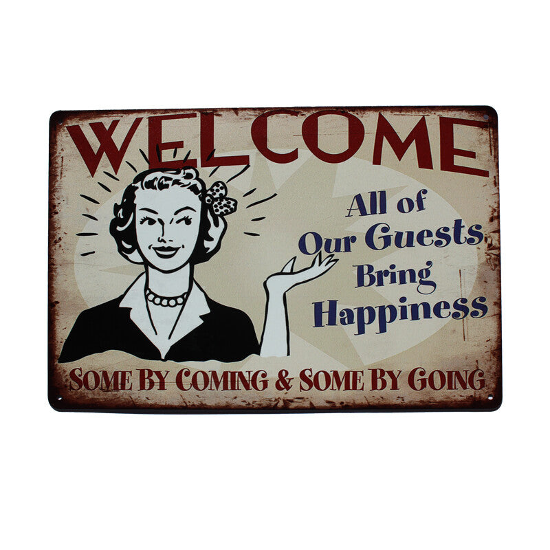 Tin Sign 200x300mm Metalwelcome All Of Our Guests Bring Happiness