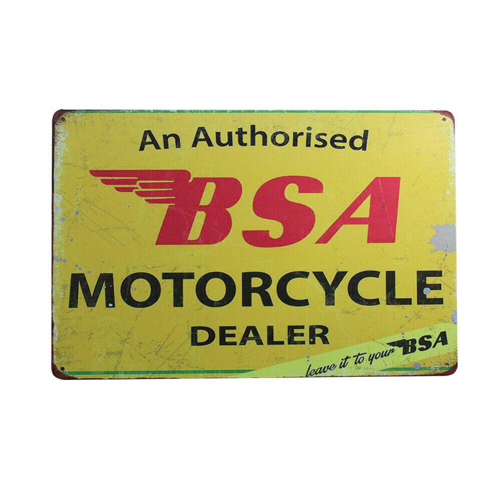Metal Tin Sign Authorized Bsa Motorcycle Dealer Brand New 200x300mm Man Cave