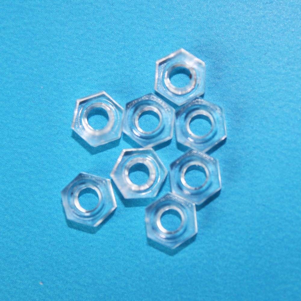 5x Nylon Nuts Crystal M3x 0.5mm Clear Light Electrical Insulating Nuts