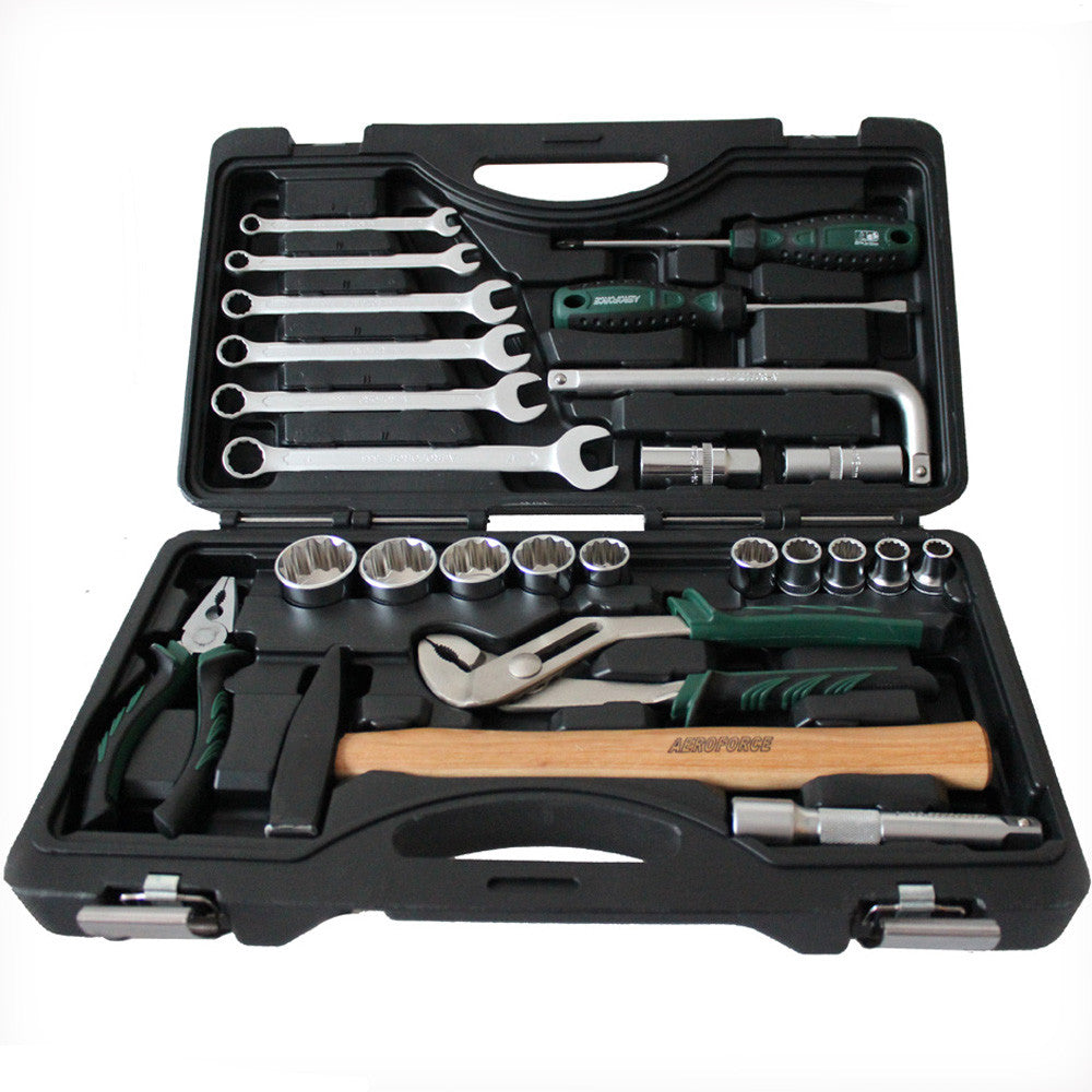 25pc 1/2″ Dr Socket Set 10-32mm Wrench 8-18mm Plier Driver Plug 16-18mm Hammer