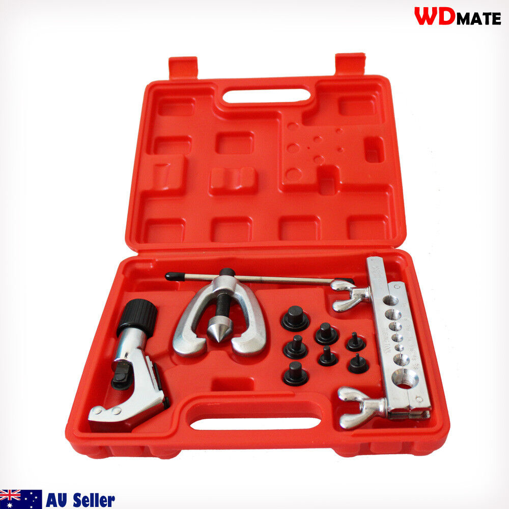 Tube Pipe Double Flaring Kit 7 Die 1/4-5/8″ Plumbing Deburrer Brake Air H4001002