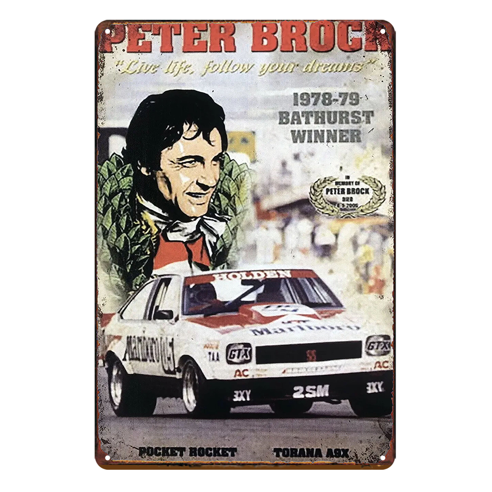 2x Peter Brock Holden Bathurst Winner Rustic Tin Sign Vintage Garage Bar