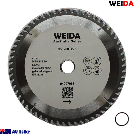 235mm 60t Wood Circular Saw Blade Cutting Disc 9-1/4″ Bore 25/22.23mm K 2.8mm