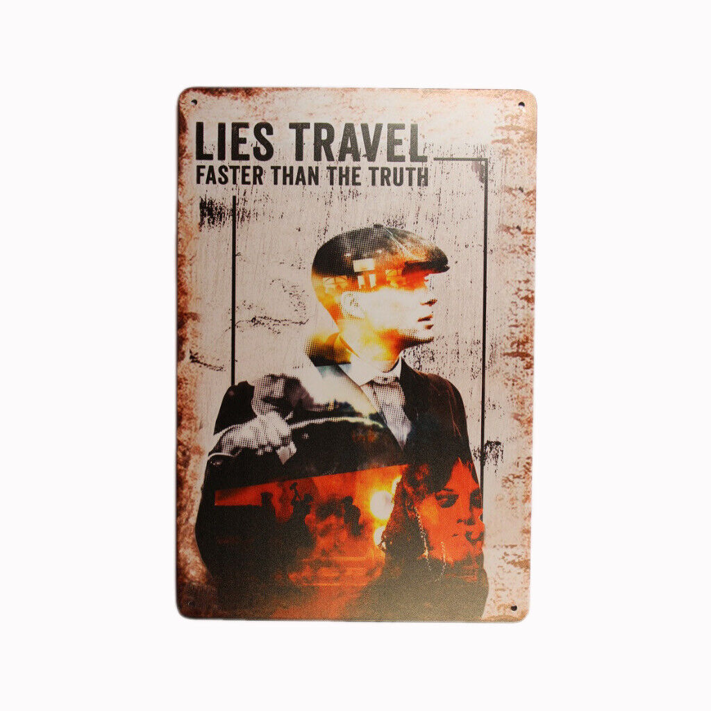 Tin Sign Lies Travel Sprint Drink Bar Whisky Rustic Look