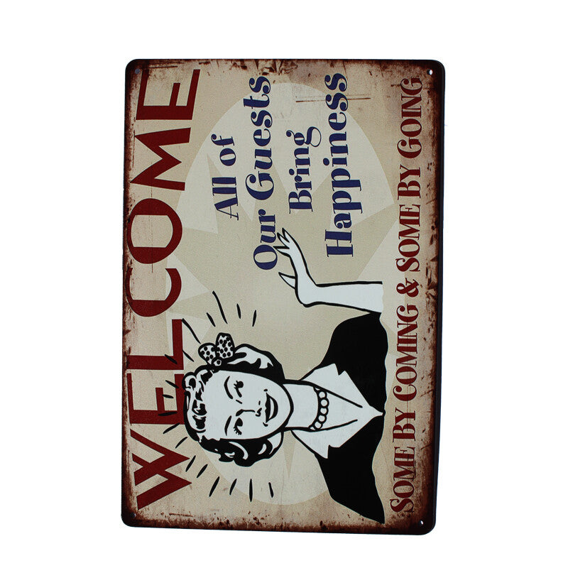 Tin Sign 200x300mm Metalwelcome All Of Our Guests Bring Happiness