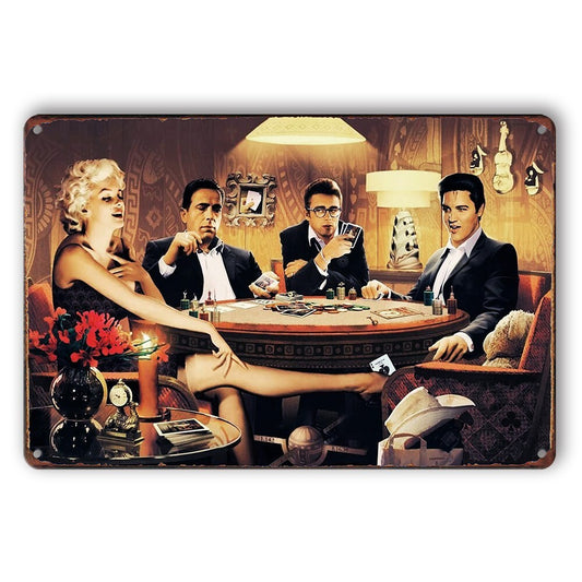 Tin Sign Elvis Card Party Bar Vintage Rustic Look Decorative Wall Art
