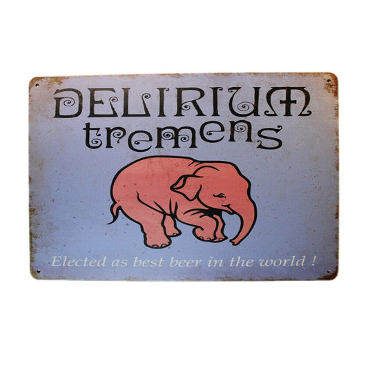 Tin Sign Delirium Tremens  Man Sprint Drink Bar Whisky Rustic Look