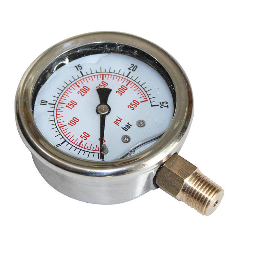Liquid Oil Filled Pressure Gauge 350psi 25bar G1/4″ Dia 63mm 2.5” Meter Workshop