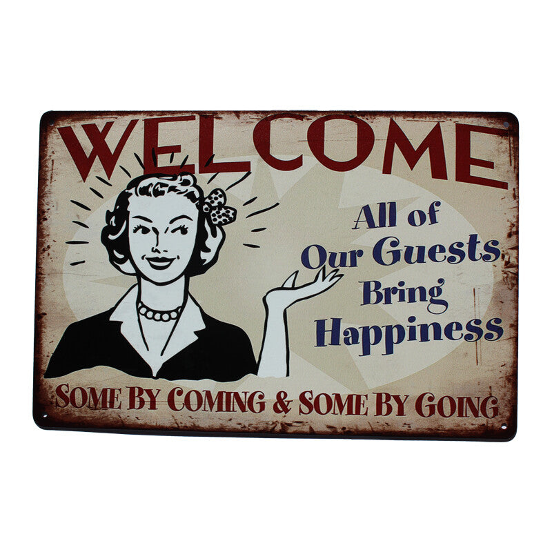 Tin Sign 200x300mm Metalwelcome All Of Our Guests Bring Happiness