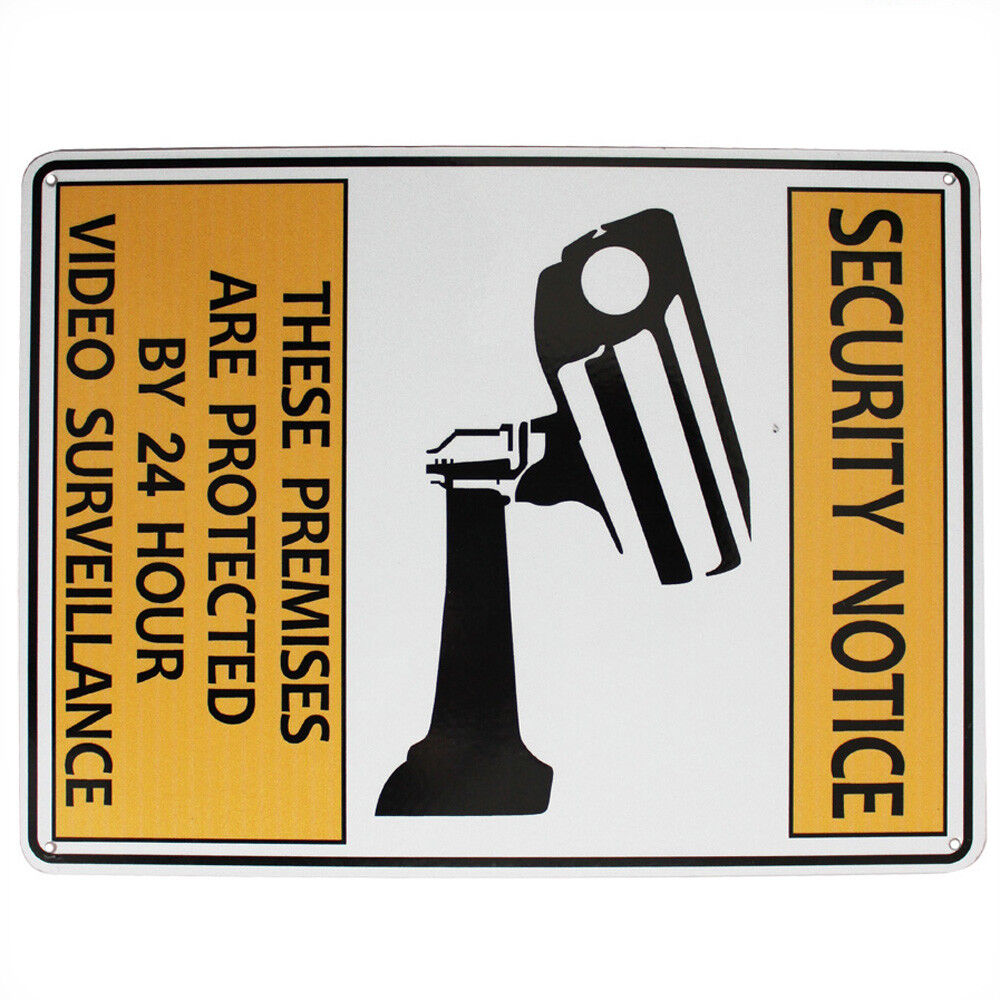 Warning Security Notice Sign Video Surveillance 24 Hour 200x300mm Quality Metal