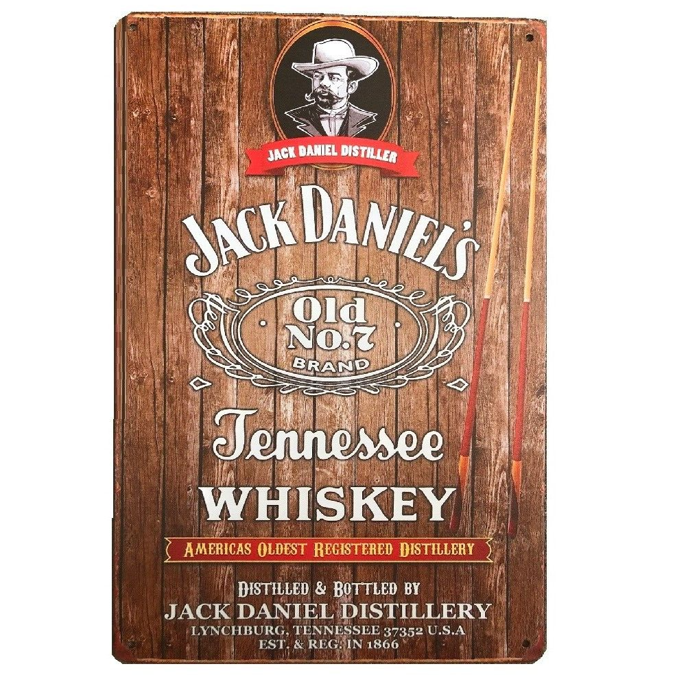 Jack Daniel's Jennessee Whiskey Old No. Drink Bar Man Cave Tin Sign 200x300mm