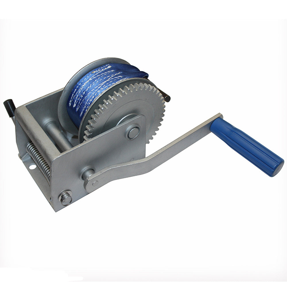 500kg Hand Winch 6m Webbing Strap Shook Ratio 3:1 Boat Marine 1100lb Trailer Hd