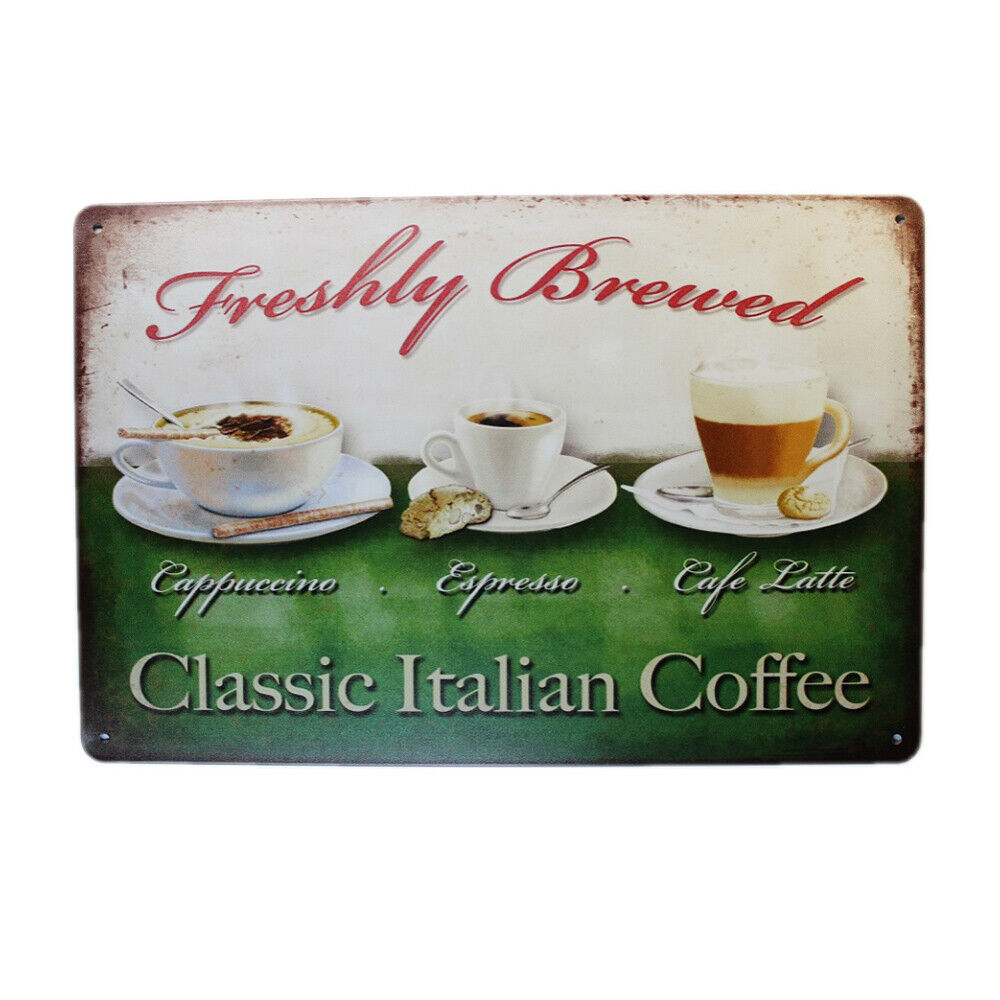 Tin Sign Freshly Coffee Sprint Drink Bar Whisky Rustic Look