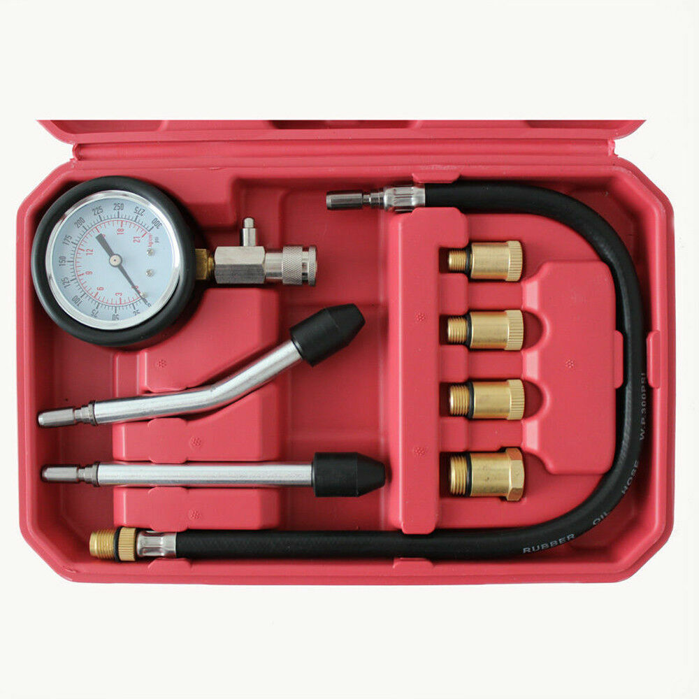 9pc Cylinder 0-300psi Pressure Compression Meter Test Engine Garage Car Repair