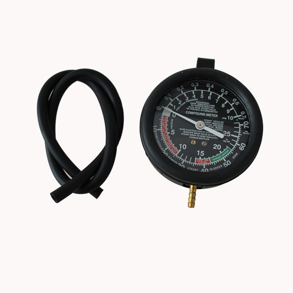 Carburetor Pressure Tester Oil Vacuum Valve Fuel Pump Gauge 3-1/2″ Car Garage