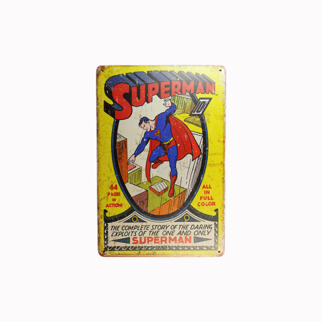 Tin Sign Superman Hero Sprint Drink Bar Whisky Rustic Look