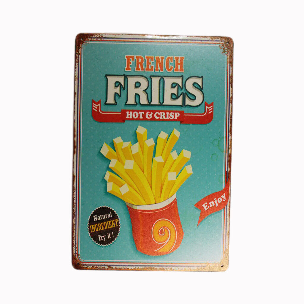Tin Sign French Fries Sprint Drink Bar Whisky Rustic Look