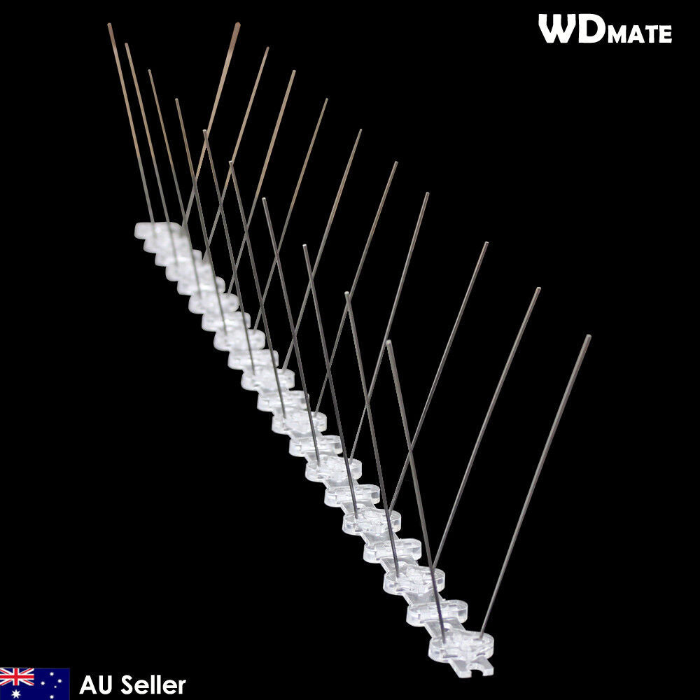 10x 50cm Bird Spikes Stainless 304wire Pp Base UV Pigeon Eaves Gull Starling 5m