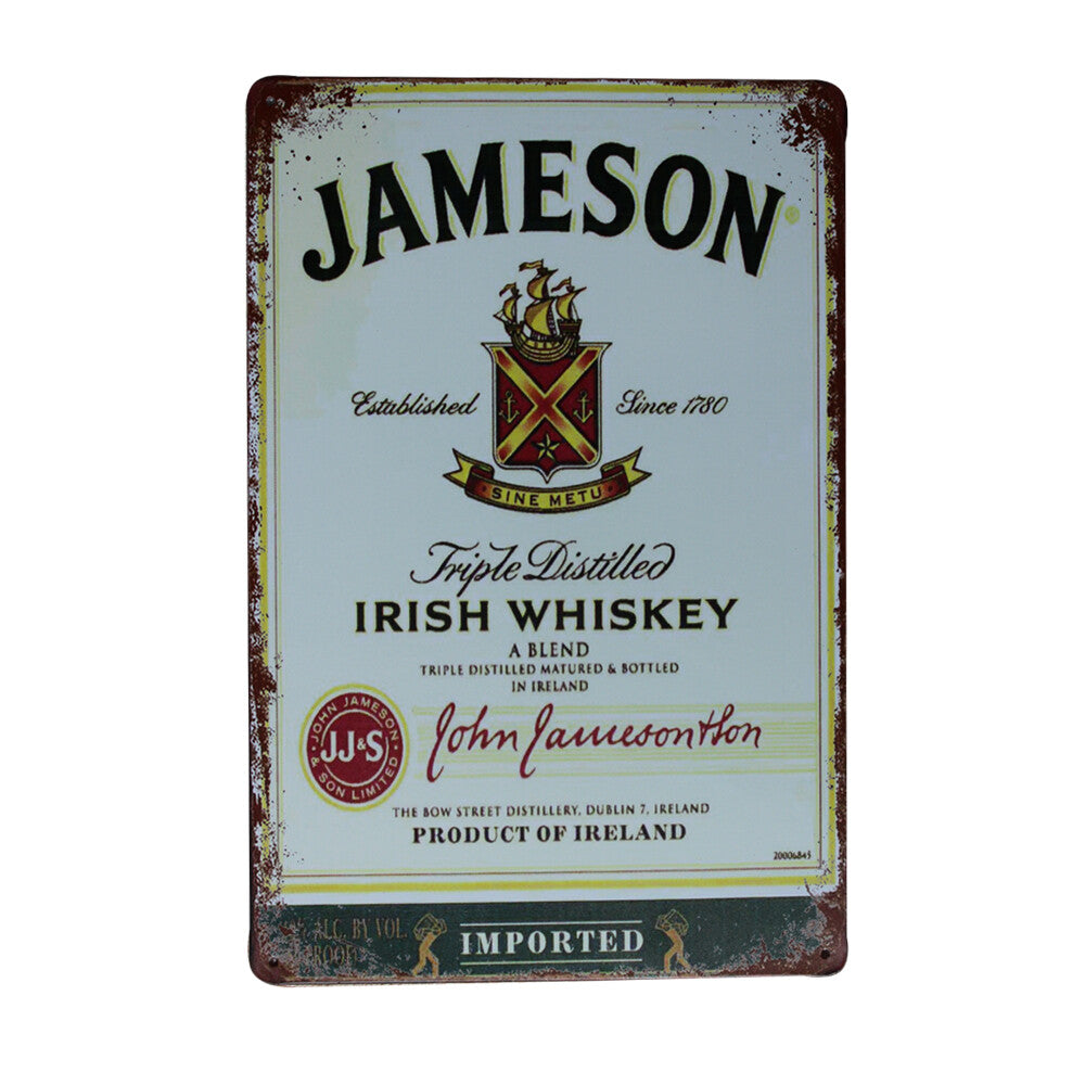 Metal Tin Sign Jameson Irish Whiskey 200x300mm Man Cave Bar Shed Sign