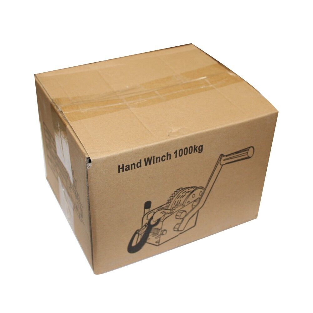 Hand Winch Webbing 1000kg 8m 3speed 10/5/1:1 Boat Car Marine Trailer Heavy Duty