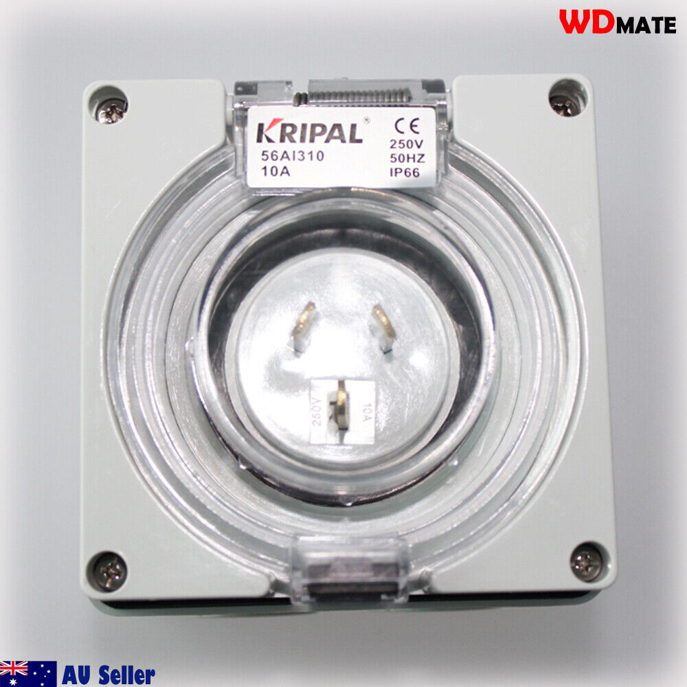Surface Mounting Plug 250v Ip66 3 Flat Pin 10 Amp Heavy Duty Marine Boat Replace