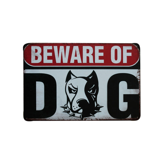 Tin Sign Beware Of Dog Sign Warning Dangerous Guard Dog