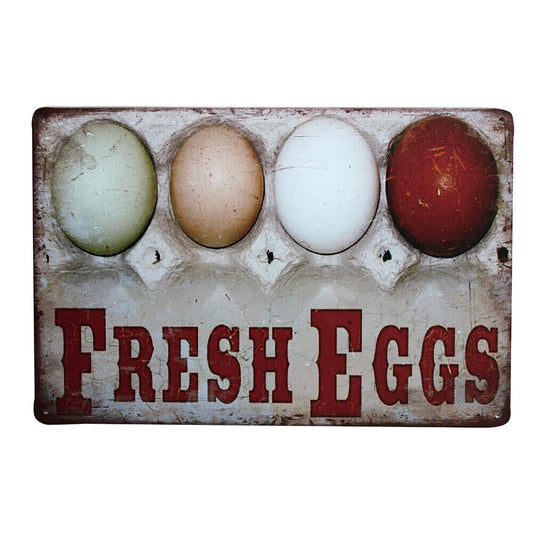Tin Sign Fresh Egg Vintage Decor 200x300mm Metal Retro Plaque Bar Man Cave Farm
