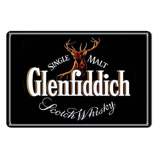 Glenfiddich Single Malt Whiskey Tin Metal Sign Rustic Look Vintage Man Cave