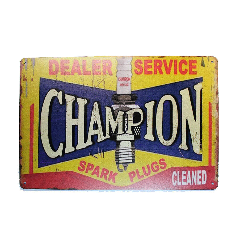 Tin Sign Champion Dealer Service Sprint Drink Bar Whisky Rustic Look