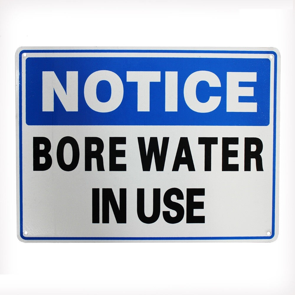 Warning Notice Bore Water In Use 200x300mm Saving Garden Property Metal Sign