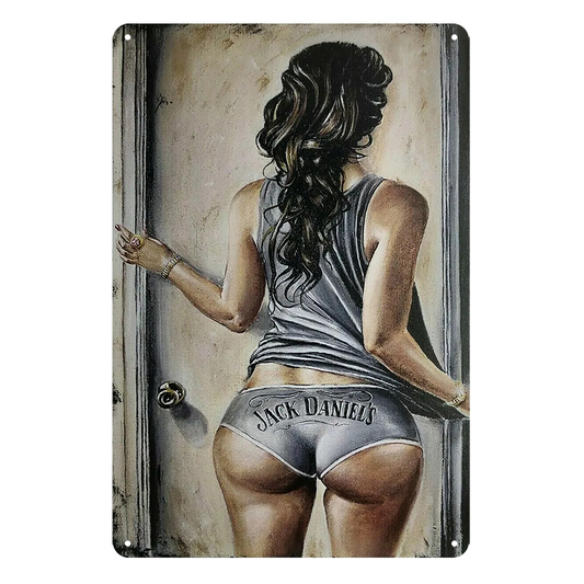Pin Up Girl Jack Daniel's Rustic Metal Sign Vintage Tin Decorative Bar