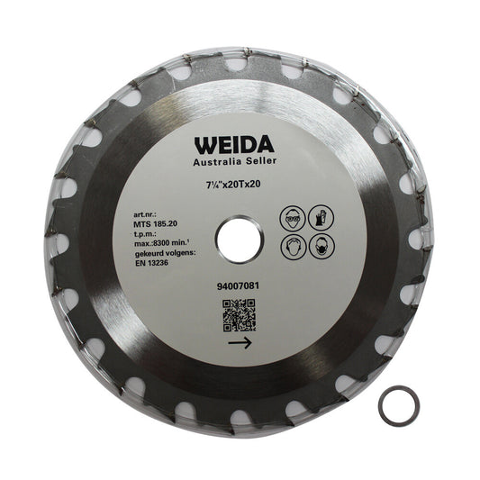 185mm Wood Circular Saw Blade Cutting Disc 7-1/4” 20t Bore 20/16mm 2.2mm Kerf