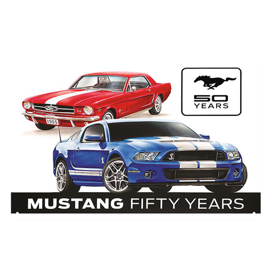 Mustang 50 Years Rustic Metal Sign Vintage Tin Shed Garage Bar Man Cave