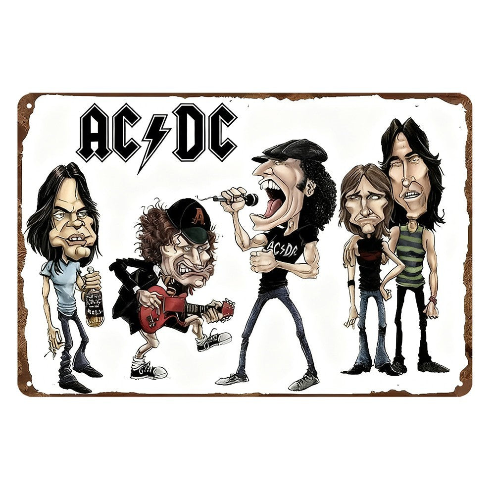 Ac/dc Ac Dc Music Band Highway Tin Sign Rustic Look Vintage