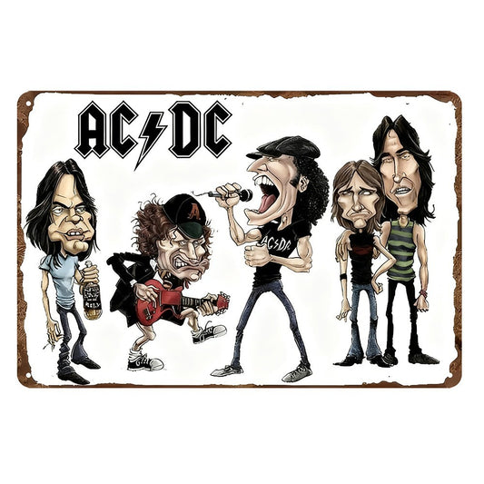 Ac/dc Ac Dc Music Band Highway Tin Sign Rustic Look Vintage