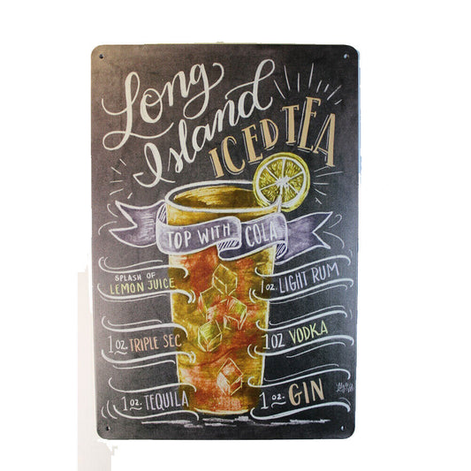 Tin Sign Iced Tea Cola Sprint Drink Bar Whisky Rustic Look