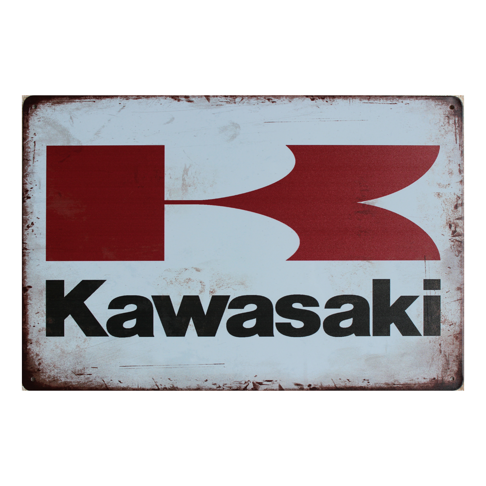 Tin Sign K Kawasaki Garage Bar Whisky Rustic Look Mancave