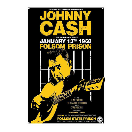 Music Johnny Cash Folsom Prison Tin Metal Sign Rustic Look Vintage