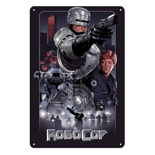 2x Robocop Poster Rustic Tin Sign Vintage Garage Bar Film Movie