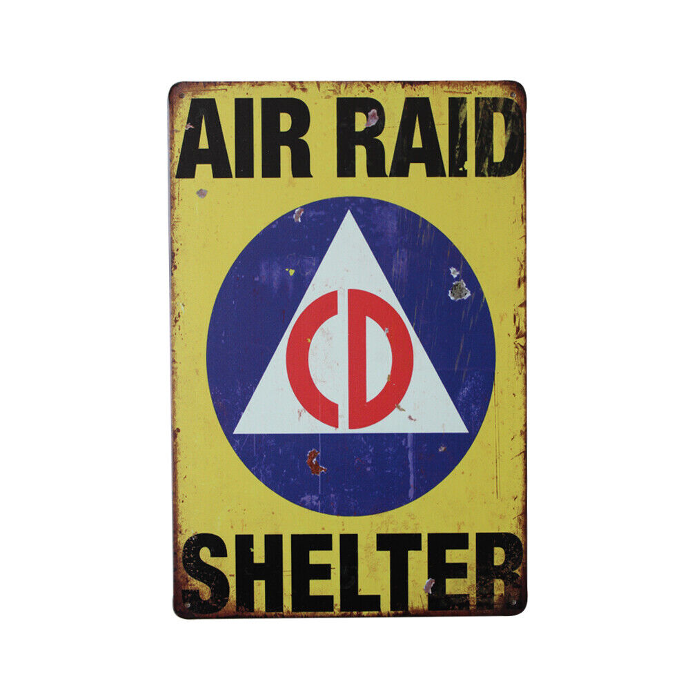 Tin Sign Vintage Retro Reproduction Air Raid Shelter Warning