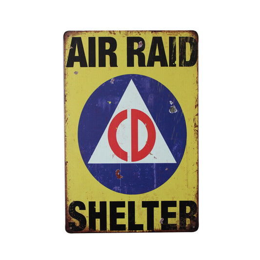 Tin Sign Vintage Retro Reproduction Air Raid Shelter Warning