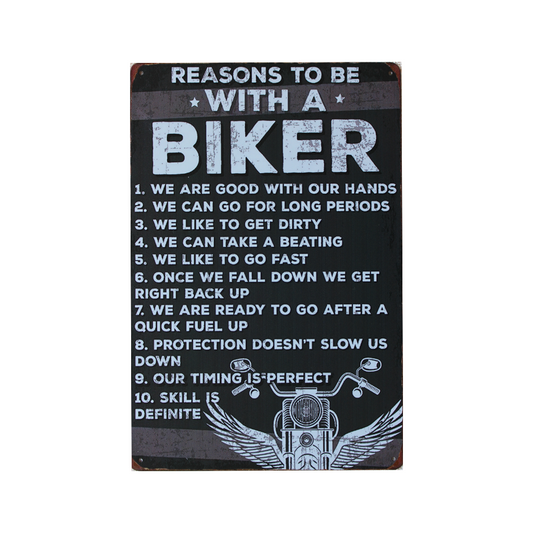 1x Metal Tin Sign Reasons To Be Whit A Biker 200x300mm Decor Rusty Vintage