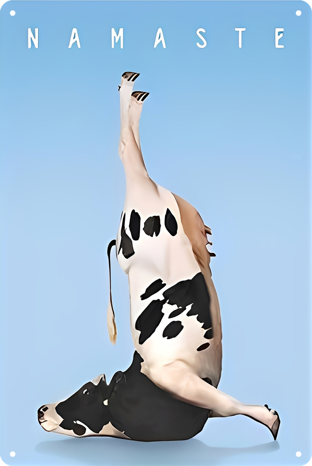 Namaste Yoga Cow Black White  Tin Sign Rustic Vintage Retro 20x30cm