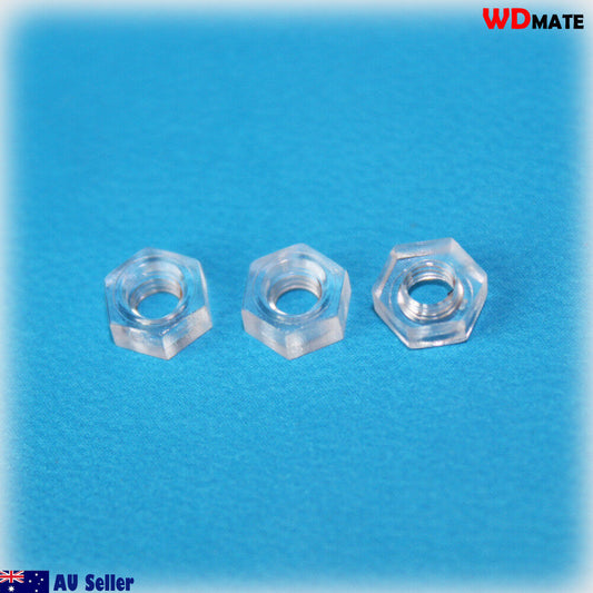 5x Nylon Nuts Crystal M3x 0.5mm Clear Light Electrical Insulating Nuts