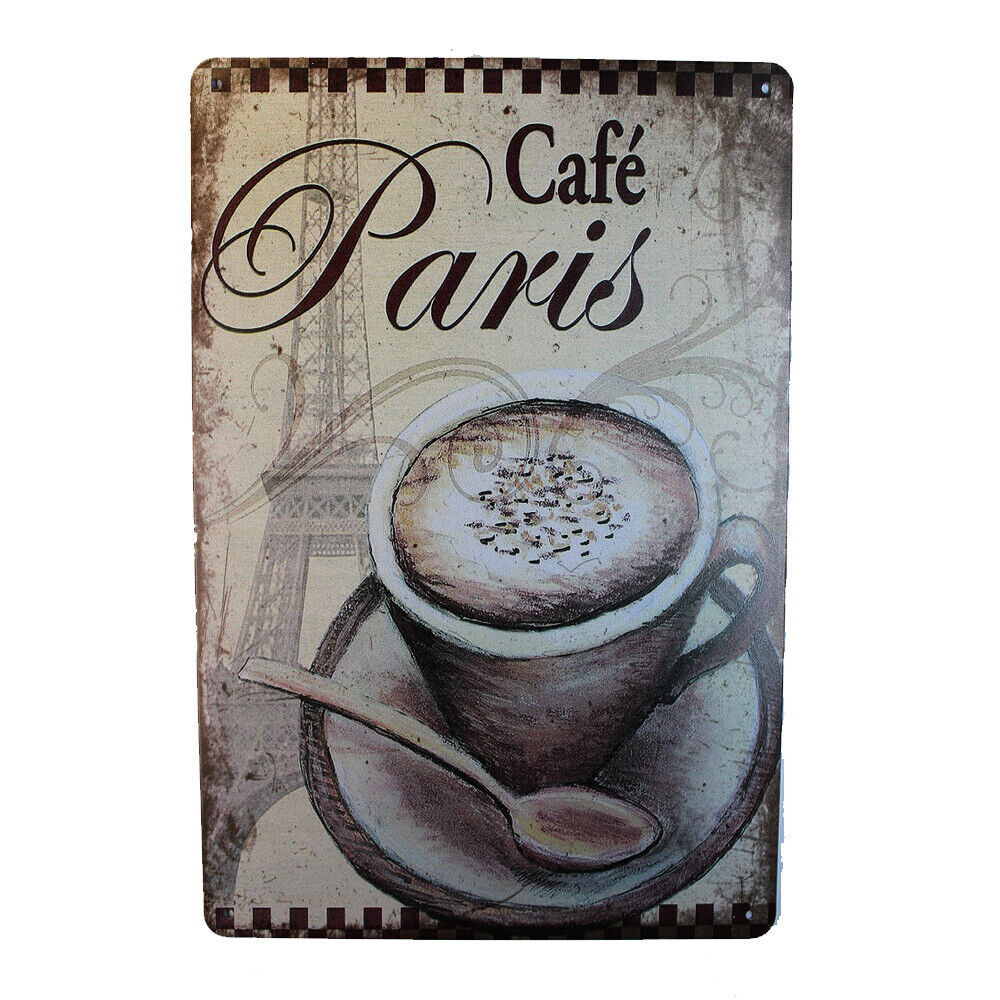 Tin Sign Paris Cafe Sprint Drink Bar Whisky Rustic Look