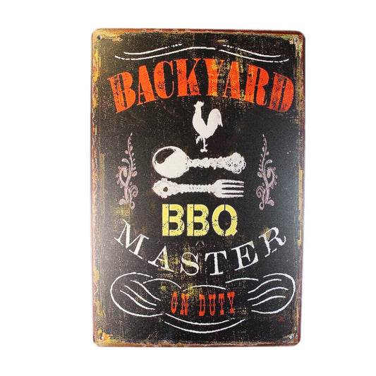 Tin Sign  Backyard BBQ  Sprint Drink Bar Whisky Rustic Look