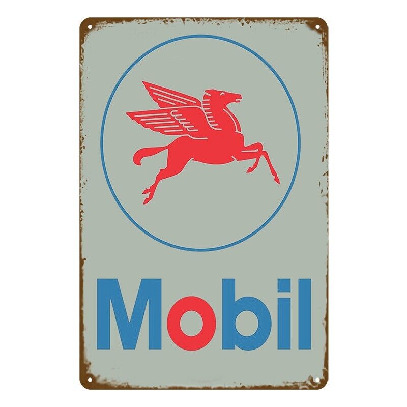 Tin Metal Sign Mobil Oil Auto 20x30cm Rustic Vintage