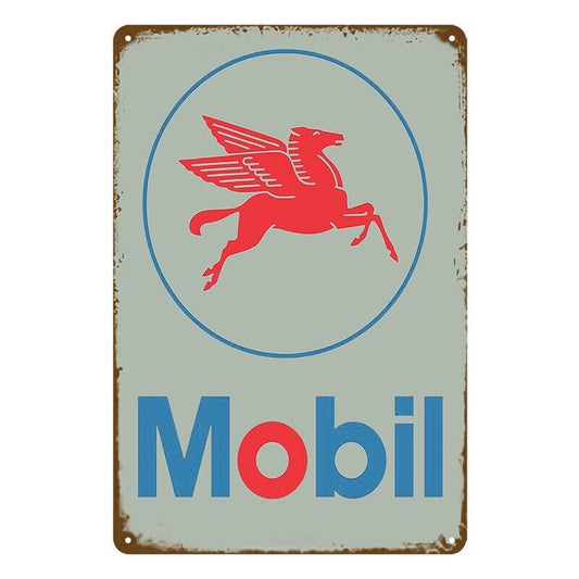 Tin Metal Sign Mobil Oil Auto 20x30cm Rustic Vintage