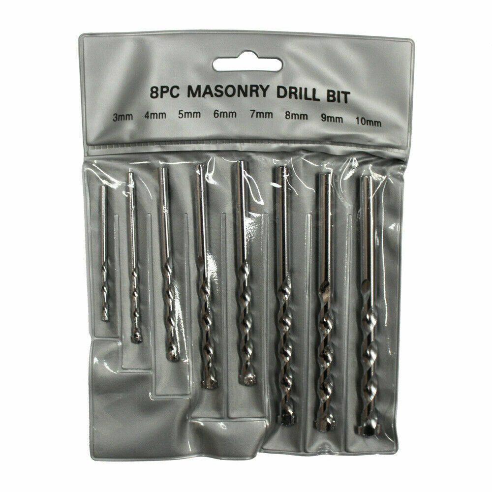 Masonry Drill Bit Set 3-10mm 8pcs Carbide Tip Brick Wall Concrete Building Work