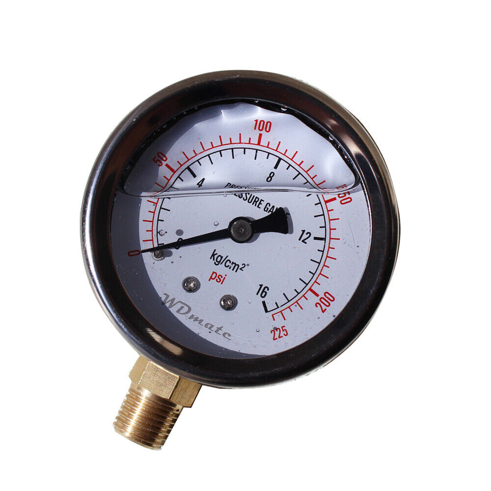 Liquid Oil Filled Pressure Gauge 63mm 2.5” 225psi Bar 1/4″bspt Oil Meter